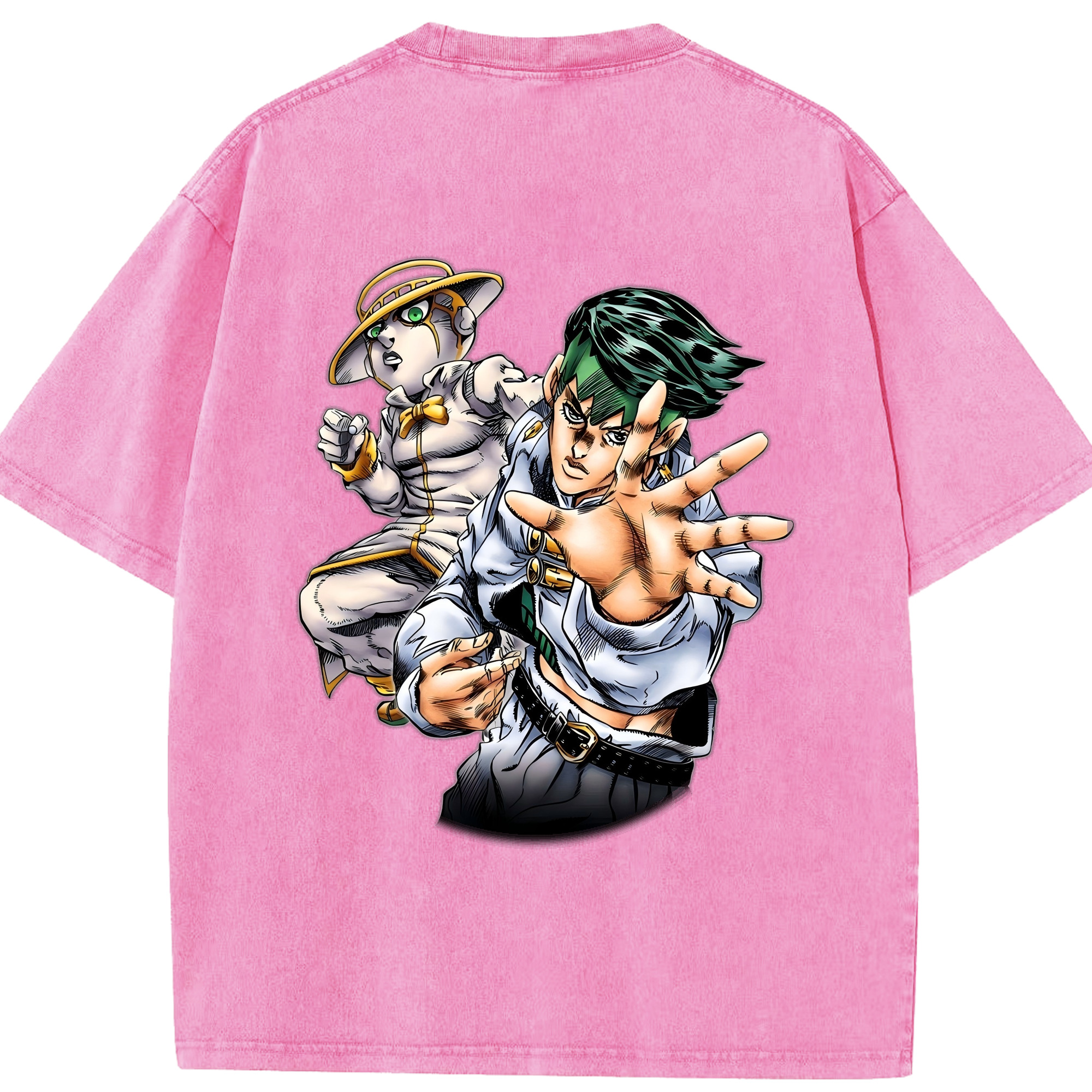 （画像用） ジョジョの奇妙な冒険 岸辺 露伴（きしべ ろはん） JoJo's Bizarre Adventure Rohan Kishibe 綿100% ヴィンテージ風 半袖Tシャツ（背面プリント）